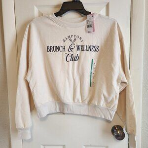 Hamptons Brunch & Wellness Club Sweatshirt ModernLux M Beige NWT